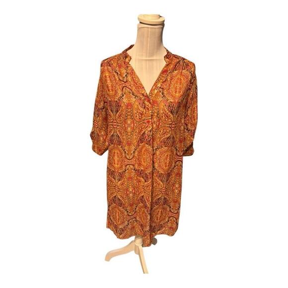 Tacera Dresses & Skirts - Tacera Orange Paisley Dress Cover Up Size M